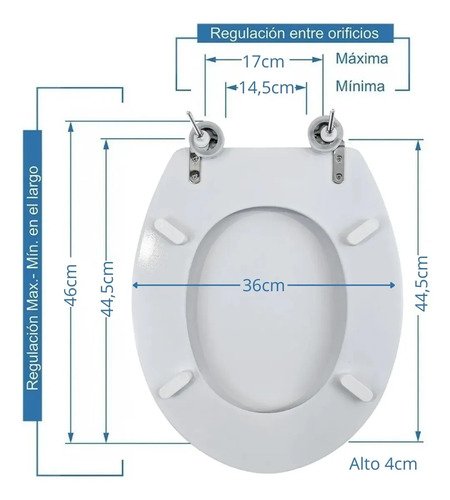 Asiento Tapa De Inodoro Water Universal Blanca Madera Blanco - Imagen 3