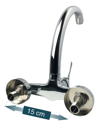 Grifería Mulata Monocomando Pared Modelo 33003 Crystal Acero Brillante - Imagen 2