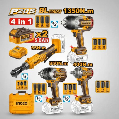 Kit 3 Llaves De Impacto 1350nm +850nm +400nm + Crique 65nm Amarillo - Imagen 2