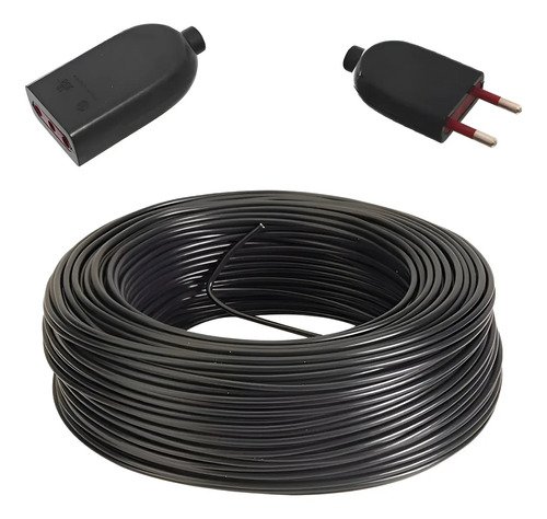Alargue Armado 30mts Con Terminales Contacto Electricidad Negro