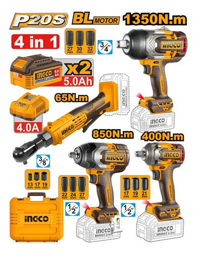 Kit 3 Llaves De Impacto 1350nm +850nm +400nm + Crique 65nm Amarillo - Imagen 4