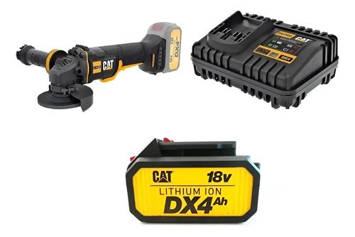 Amoladora Angular Catdx31b 115m 18v + Cargador Y Bateria 4ah Negro