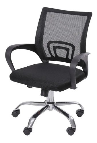 Silla De Escritorio Boxbit 3310 Base Cromada Ergonómica Negra Con Tapizado De Mesh Y Poliéster Negro Poliéster/mesh - Imagen 2