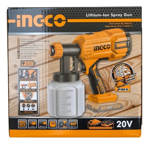 Pistola De Pintar Inalambrica Ingco Naranja Claro - Imagen 8