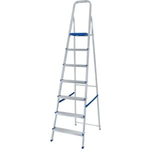 Escalera De Aluminio Tijera Mor 5105 7 Escalones Plateado