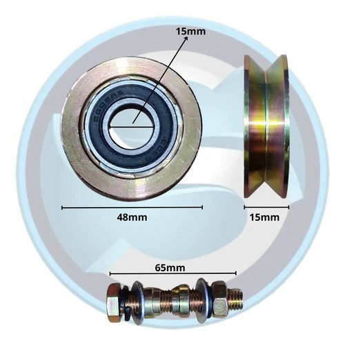 Rueda Para Portón Corredizo V 48mm Con Ruleman 2 Unidades - Imagen 3