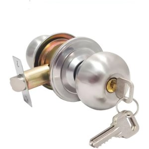 Cerradura Pomo Con Llave Puertas Interior Color Gris