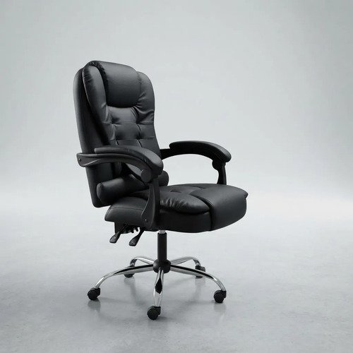 Silla Ejecutiva De Oficina Negra De Cuero Reforzado Negro - Imagen 4