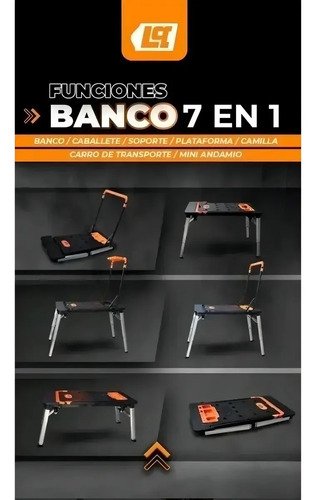 Banco Trabajo Convertible Lusqtoff Btcl7-8 Mesa Carro Caball Negro - Imagen 4