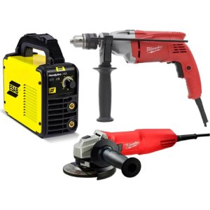 Combo Soldadora Inverter Esab + Taladro, Amoladora Milwaukee Amarillo
