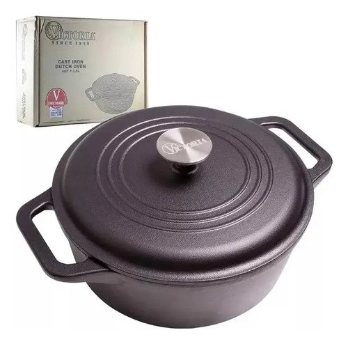 Olla Hierro Esmaltado 4l/24cm C/asas Ref34917 Victoria Negro - Imagen 2