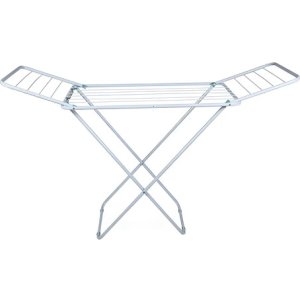 Tendedero Plegable Tender De Piso Acero Negro Mor Con Alas Color Blanco