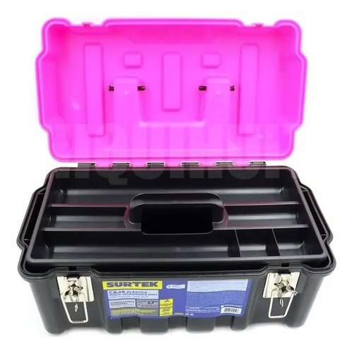 Caja De Herramientas Broches Metalicos Porta Candados Surtek Rosa - Imagen 4