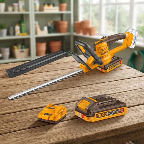 Corta Cerco 20v 2 Baterias 2.0ah Y Cargador Ingco Chtli20462 Amarillo - Imagen 3
