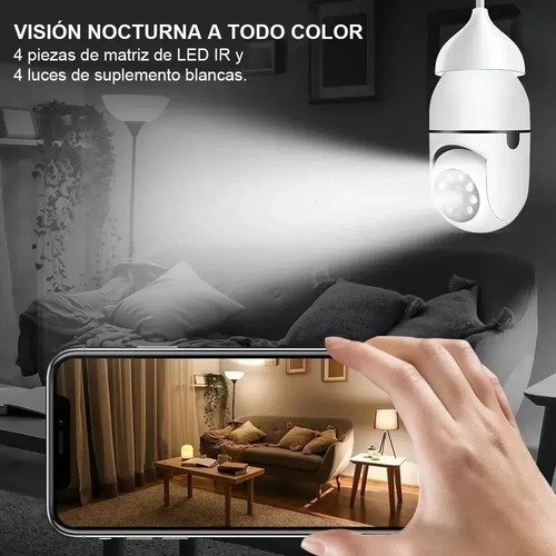 Cámara Seguridad Wifi Foco 360 1080p Alarma X2 Blanco - Imagen 6