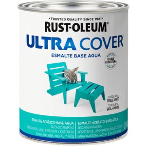 Pintura Esmalte Al Agua Ultra Cover Rust Oleum 0,9lt Turquesa Brillante