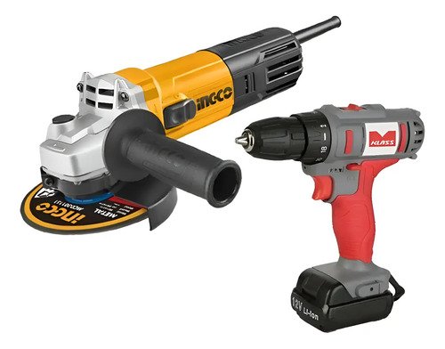 Amoladora 750w Ingco + Taladro Atornillador 12v Oferta - T Naranja