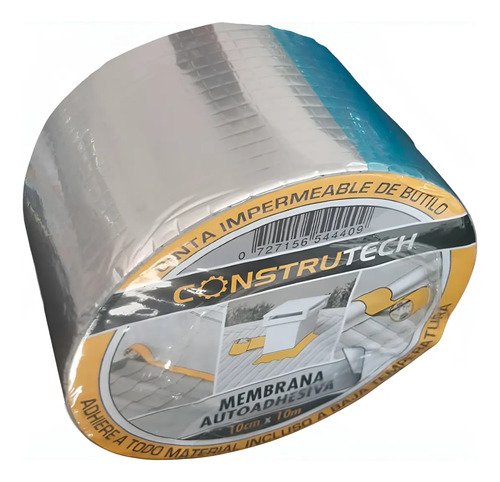 Membrana Adhesivo De Butilo 10cm Ancho Por Metros Construtech Plateado - Imagen 2