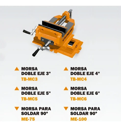 Morsa Plana En Cruz Taladro Doble Eje Tb-mc3 Lusqtoff Color Naranja - Imagen 4