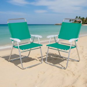 Silla Alta Aluminio Set X2 Playa Reforzada Master Plus Mor Color Verde