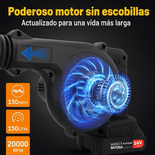 Sopladora Y Aspiradora 2 En 1 Recargable 600 W Auto Y Jardin Negra - Imagen 11