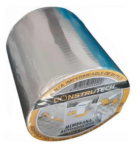 Membrana Autoadhesiva De Butilo 15cm X 10mts Construtech Hyt Plateado