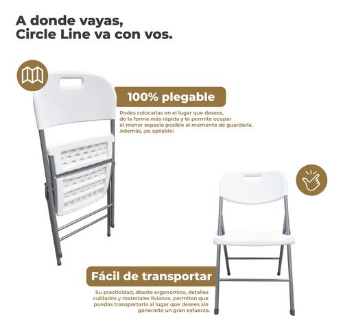 Set X4 Silla Plegable Reforzada Para Catering / Hogar / Picnic Color Blanco Cl - Imagen 2