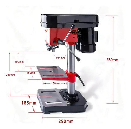 Taladro De Pedestal Banco 13 Mm 350 W Color Negro Y Rojo Negro/rojo - Imagen 3