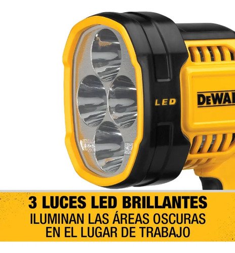 Linterna Dewalt Dcl043 Led Ion Litio 20v Sin Bateria Lintern Amarillo - Imagen 4