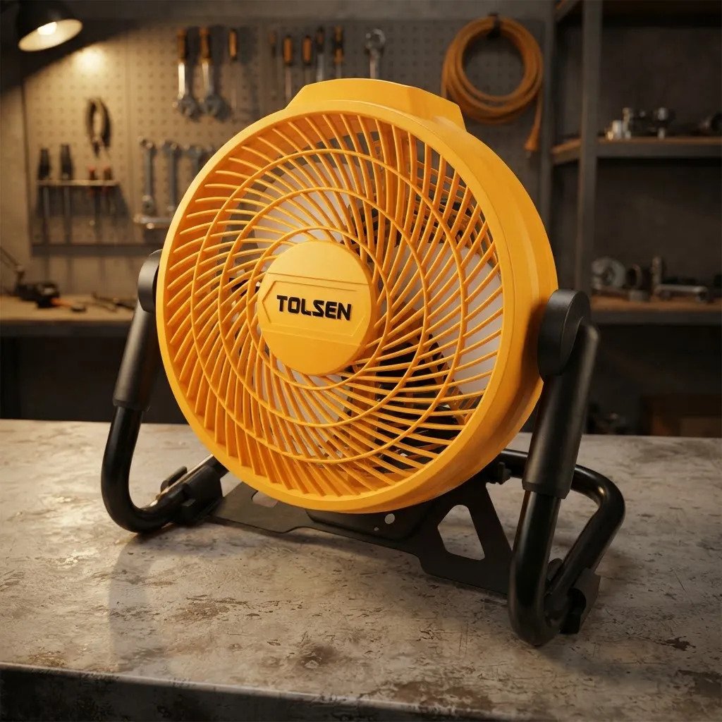 Ventilador 20v S/bat/carg. Tolsen 24.5 Cm 50hz/60hz Amarillo Gris Plástico 3 - Imagen 2