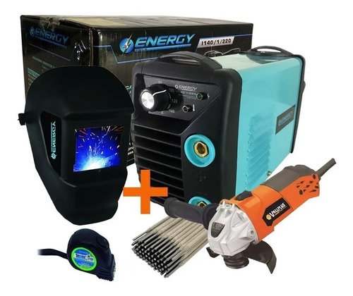 Soldadora Energy 140 + Kit Herrero Hobby Amoladora + Mascara Celeste