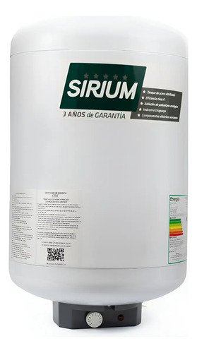 Termotanque Eléctrico Sirium Cilíndrico 40l - Clase A Negro Color Blanco