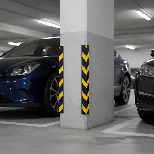 Protector Esquina Estacionamiento 80cm Guarda De Goma Wadfow Negro Y Amarillo - Imagen 3