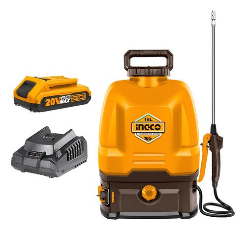 Fumigador Pulverizador 16lt Bate Y Carg (incluido) 20v Ingco Naranja