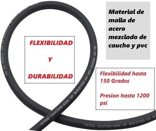 Manguera Compresor Reforzada 10 Metros + Acoples Oferta Negro - Imagen 3