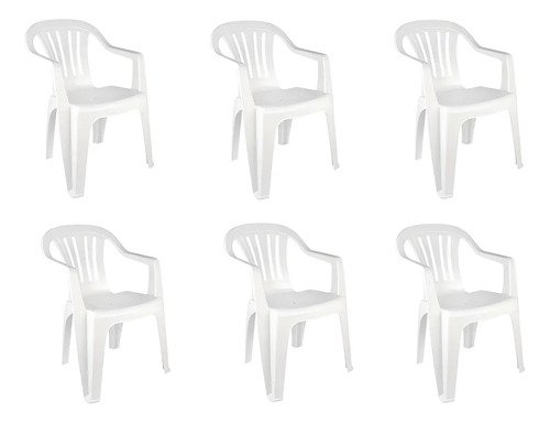 Set De 6 Sillones De Plástico Bela Vista Mor Color White Blanco