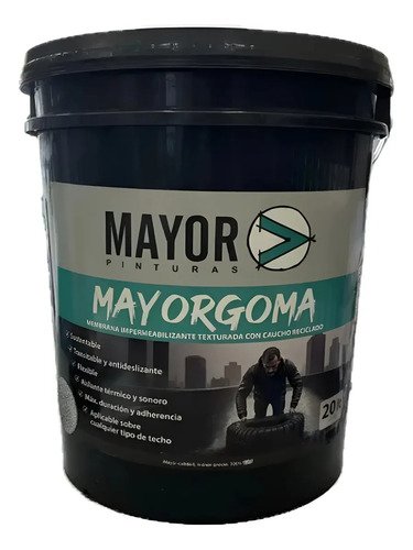 Membrana Impermeabilizante Con Goma De Caucho 20 Kg Acabado Mate Color Negro