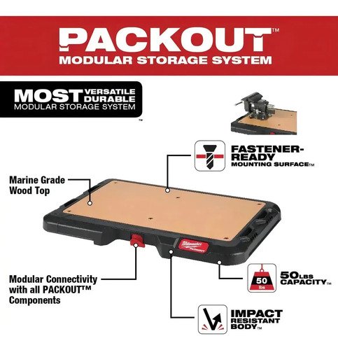 Milwaukee Packout Mesa De Trabajo Base De Madera 48-22-8488 Negro - Imagen 9