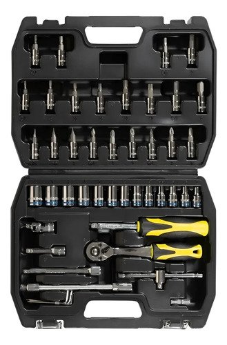 Juego Dados 1/4 Crossmaster Gtia De Por Vida 46 Piezas Tyt Negro Y Amarillo