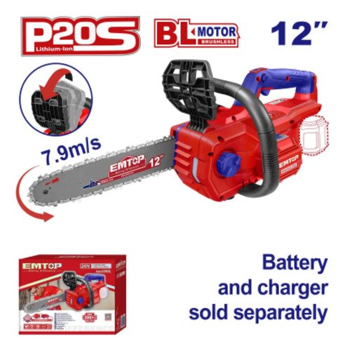 Motosierra 12 (30cm) Bl 20v Motor Sin Escobillas Rojo Con Azul - Imagen 2