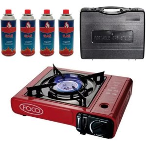 Anafe Portátil Camping Gas Butano + Maletín + 4 Cartuchos