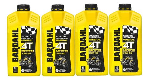 Kit Aceite Mineral 2t Para Motos Bardahl 1l X 4 Uni - Imagen 3