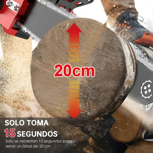 Mini Motosierra 12p Maletín 2 Baterías 2 Cadenas Espada Color Negro Con Rojo - Imagen 2