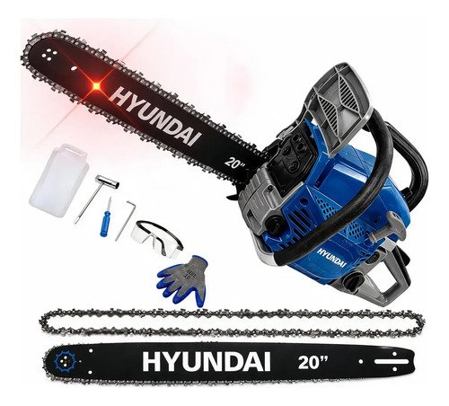 Motosierra A Nafta 52cc 2.5hp A Cadena Espada 20 Hyundai Azul