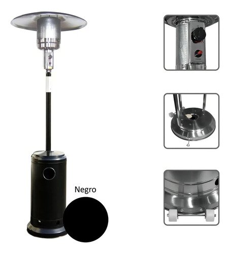 Estufa A Gas Pirámide Kassel Negra Y Plateada Exterior Glp 221cm Negro - Imagen 2