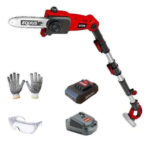 Mini Motosierra Inalambrica Equus 20.32 Cm+guantes Y Lentes Color Rojo