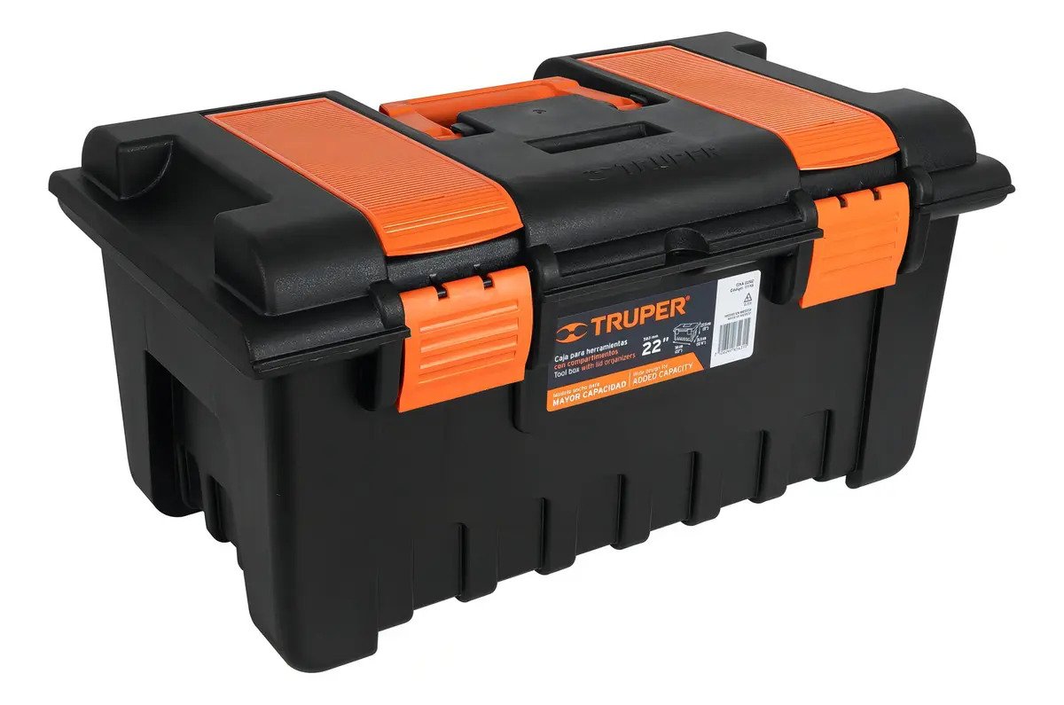 Caja Herramientas Plastica Truper 22 Pulgadas Compartimiento Naranja