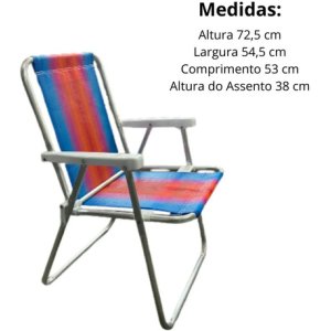 Silla De Playa Para Piscina Mor High De Nailon Y Aluminio De 110 Kg, Color Azul/naranja
