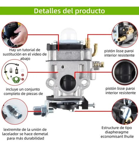 Carburador Para Desbrozadora 52cc, 42cc, 33cc Con Manguera De Sellado ,carburador Para Cortasetos, Desbrozadora, Motosierra - Imagen 8