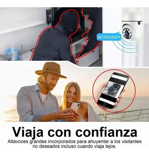 Cámara Seguridad Wifi Foco 360 1080p Alarma X2 Blanco - Imagen 4